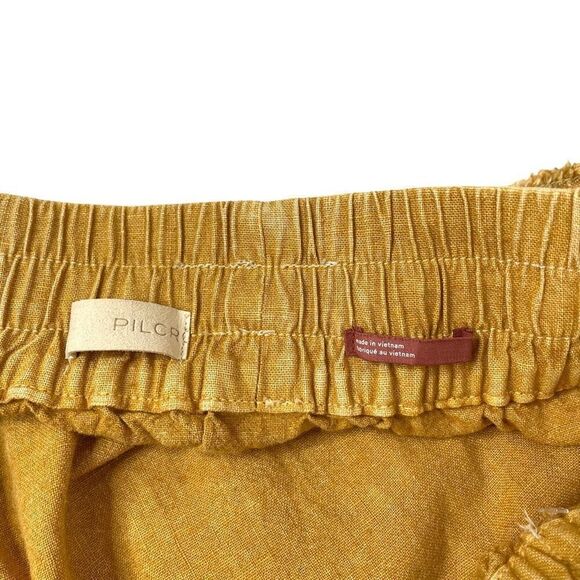 Anthropologie Pilcro linen blend Flounced Mini Skirt Size XL yellow mustard - Picture 7 of 10